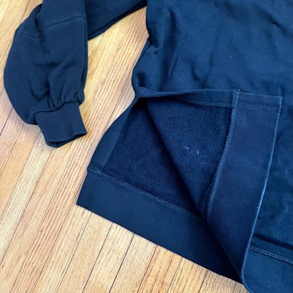 Ganni Sweatshirt Womens Medium Puff Sleeve Split Hem Black Crew Sweater - Picture 5 of 10